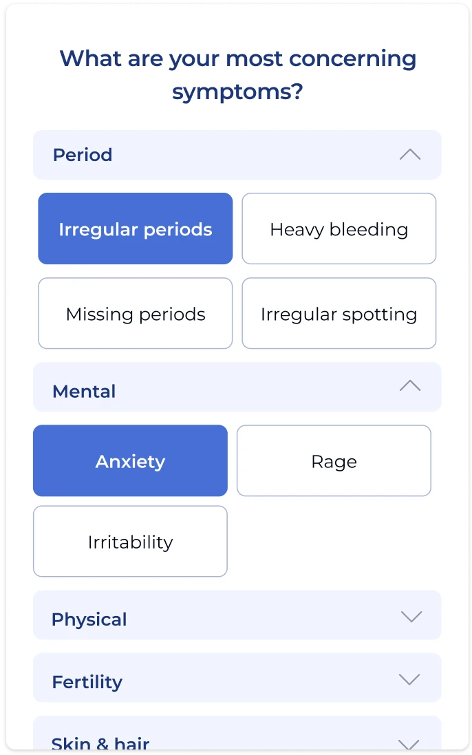 Choose your most concerning symptoms to target